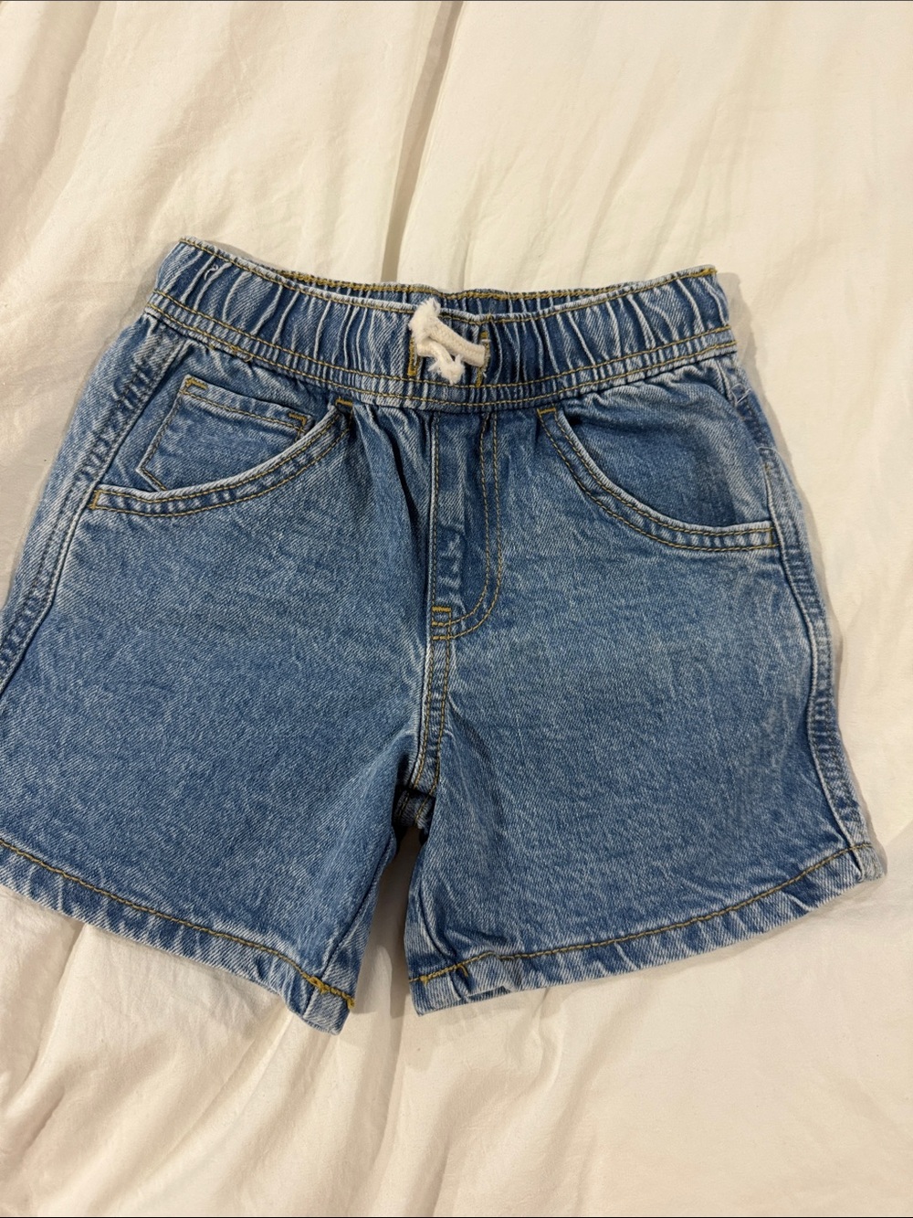 Cat & Jack Light Blue Denim Pull-On Shorts with White Drawstring